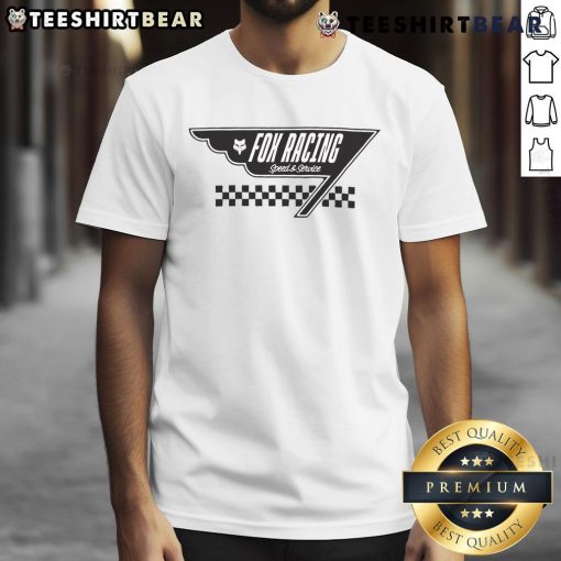 Alt Text: Awesome Fox Racing Speed Service Billboard T-Shirt featuring bold graphics and vibrant colors for motorsports enthusiasts.