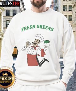 Stylish Awesome Fresh Greens Chef Sweatshirt featuring vibrant green color and culinary-themed design for food lovers.