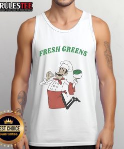 Stylish Awesome Fresh Greens Chef Tank Top featuring vibrant vegetable graphics, perfect for culinary enthusiasts.
