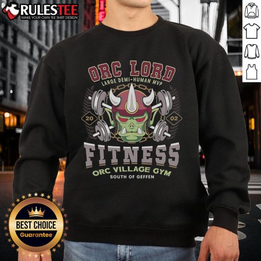 Awesome Geffen Orc Village Fitness Gym sweatshirt featuring a bold design for fitness enthusiasts and fans alike.