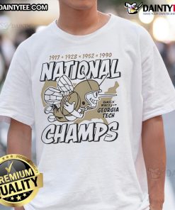 Awesome Georgia Tech Football Four Time National Champs T-Shirt featuring official team colors and logo design.