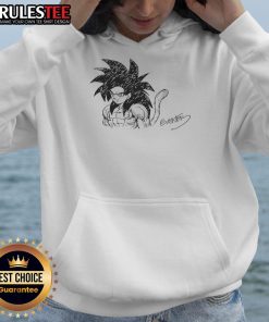 Awesome Goku Super Saiyan 4 hoodie featuring Akira Toriyama's signature, perfect for Dragon Ball fans.