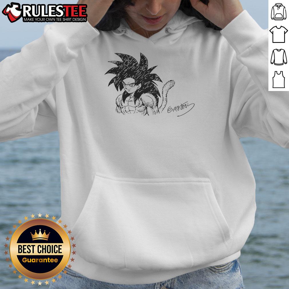 Awesome Goku Super Saiyan 4 Toriyama Akira Signature Hoodie Awesome Goku Super Saiyan 4 hoodie featuring Akira Toriyama's signature, perfect for Dragon Ball fans.