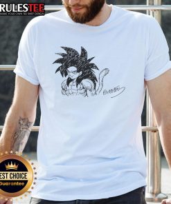 Alt Text: Awesome Goku Super Saiyan 4 T-Shirt featuring Akira Toriyama's signature, perfect for anime fans and collectors.