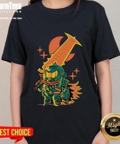Chibi-style ladies tee featuring the Awesome Guts Slayer from Doom Slayer, perfect for fans of gaming and unique apparel.