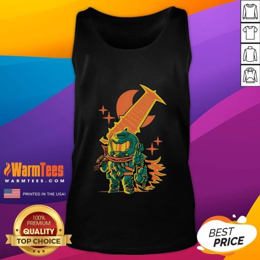 Chibi Doom Slayer tank top featuring Awesome Guts Slayer design, perfect for fans of gaming and anime style apparel.