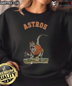 Awesome Houston Astros Tiny Turnip Velociraptor sweatshirt featuring a playful dinosaur design for fans.