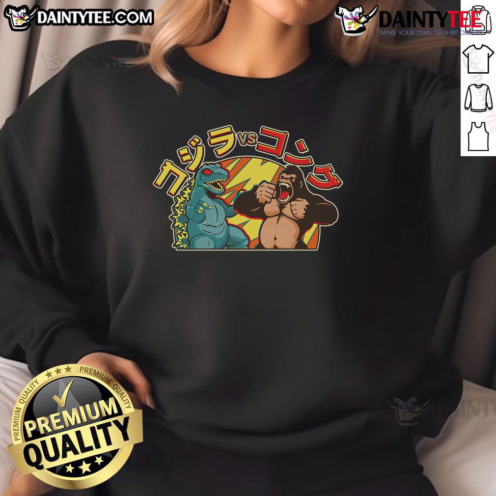 Awesome Japanese Zilla Verse Kong Retro Monster Sweatshirt Awesome Japanese Zilla Verse Kong retro monster sweatshirt featuring vibrant graphics and a cozy fit for fans.