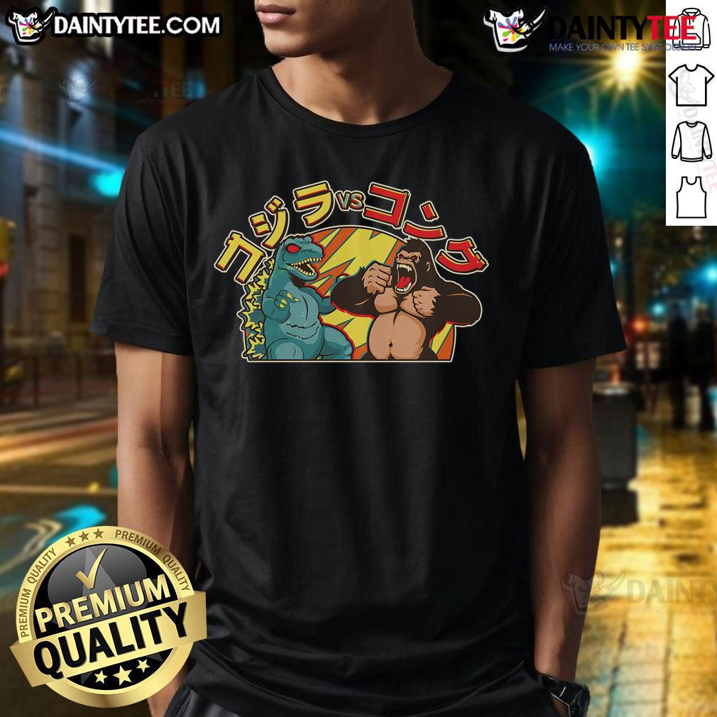 Awesome Japanese Zilla Verse Kong Retro Monster T Shirt Awesome Japanese Zilla Verse Kong retro monster T-shirt featuring vibrant graphics of iconic monsters in action.