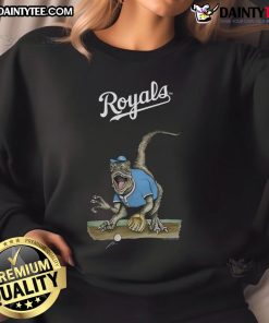 Awesome Kansas City Royals Tiny Turnip Velociraptor Sweatshirt featuring a fun design for baseball fans.