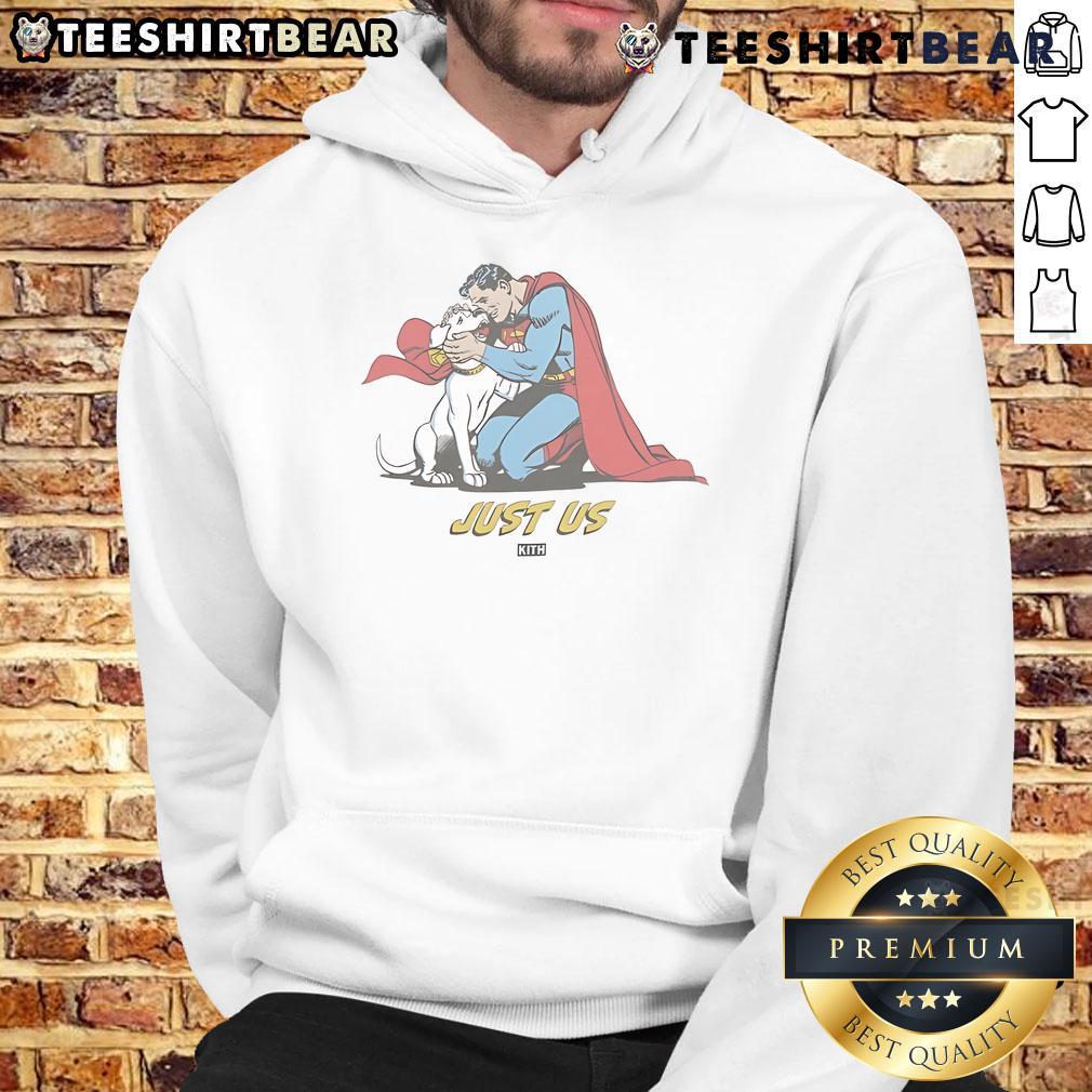 Awesome Kith X Superman Dog Just Us Hoodie Alt Text: Awesome Kith X Superman Just Us Hoodie featuring a bold design and comfortable fit, perfect for stylish dog lovers.