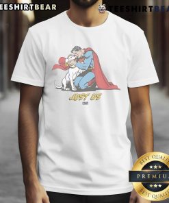Alt Text: Awesome Kith X Superman Dog Just Us T-Shirt featuring a stylish graphic design for dog lovers and streetwear fans.