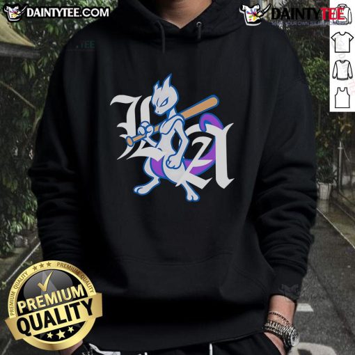 Awesome LA Dodgers X Mewtwo logo hoodie featuring a bold design, perfect for fans of baseball and Pokmon.