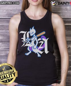 LA Dodgers X Mewtwo logo tank top featuring a vibrant design perfect for fans and gamers, showcasing team spirit.