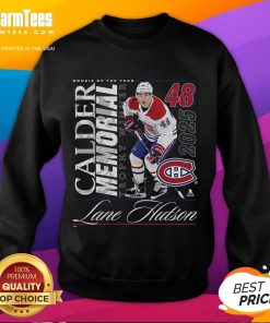 Alt Text: Awesome Lane Hutson Montreal Canadiens 2025 Calder Memorial Trophy Winner sweatshirt featuring bold team colors.