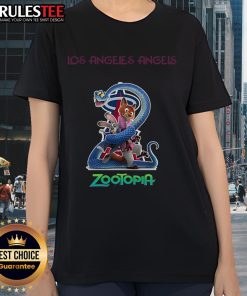 Awesome Los Angeles Angels Zootopia 2 ladies tee featuring vibrant graphics and a stylish design for fans.