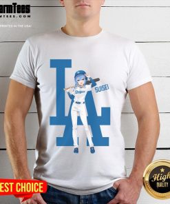 Awesome Los Angeles Dodgers Hololive Night Suisei T-Shirt featuring vibrant graphics and team colors for fans.