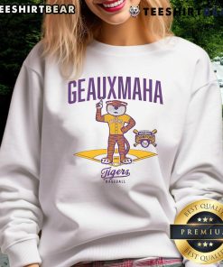 Awesome LSU Baseball 2025 National Champions mascot sweatshirt showcasing team spirit and vibrant colors.