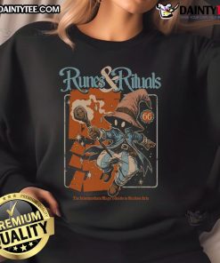 Alt Text: Cozy Awesome Mages Guide Runes Rituals sweatshirt featuring mystical designs, perfect for fantasy enthusiasts.