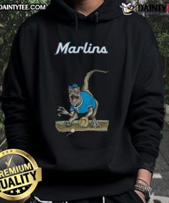 Awesome Miami Marlins Tiny Turnip Velociraptor Hoodie featuring vibrant colors and unique design for baseball fans.