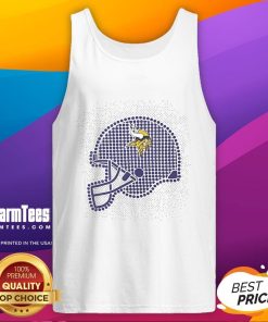 Awesome Minnesota Vikings polka dots helmet tank top showcasing team pride in stylish design and vibrant colors.