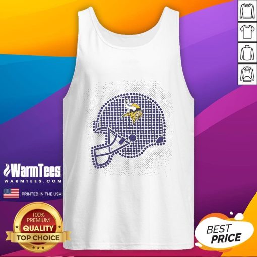 Awesome Minnesota Vikings polka dots helmet tank top showcasing team pride in stylish design and vibrant colors.