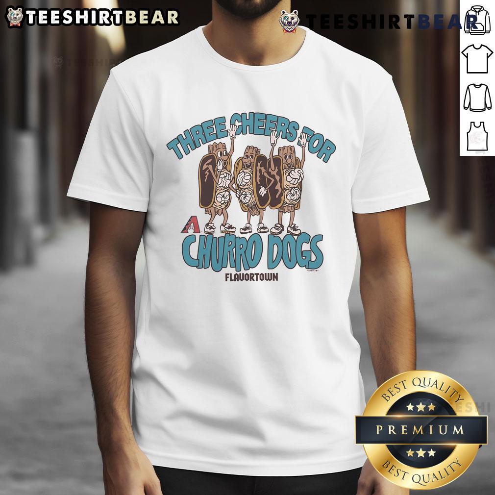 Awesome MLB X Flavortown Arizona Diamondbacks Three Cheers For Churro Dogs T-Shirt Awesome MLB x Flavortown Arizona Diamondbacks T-Shirt featuring churro dogs design, perfect for baseball fans.