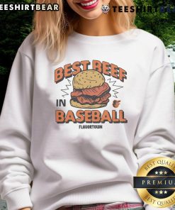 Awesome MLB X Flavortown Baltimore Orioles sweatshirt featuring 'Best Beef in Baseball' design for fans.