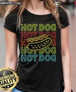 Awesome Neon Hot Dog Ladies Tee featuring a vibrant design and comfortable fit, perfect for casual outings and food lovers.