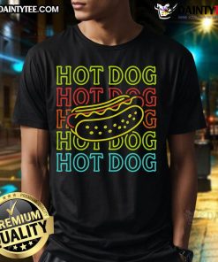 Awesome Neon Hot Dog T-Shirt featuring vibrant colors and a fun hot dog graphic, perfect for food lovers and casual wear.