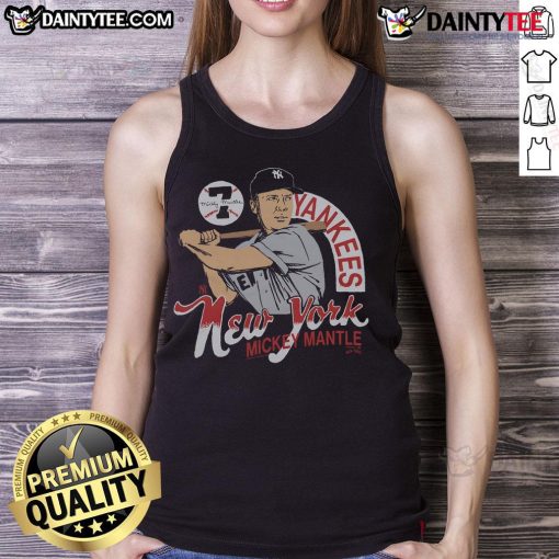 Alt Text: Awesome New York Yankees Mickey Mantle 7 signature tank top featuring classic design and vintage style for fans.