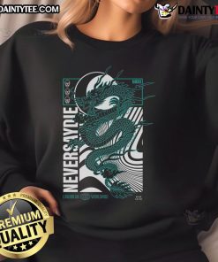 Awesome NSDR Draco Never Say Die Records London UK Worldwide dragon sweatshirt featuring vibrant design and comfortable fit.