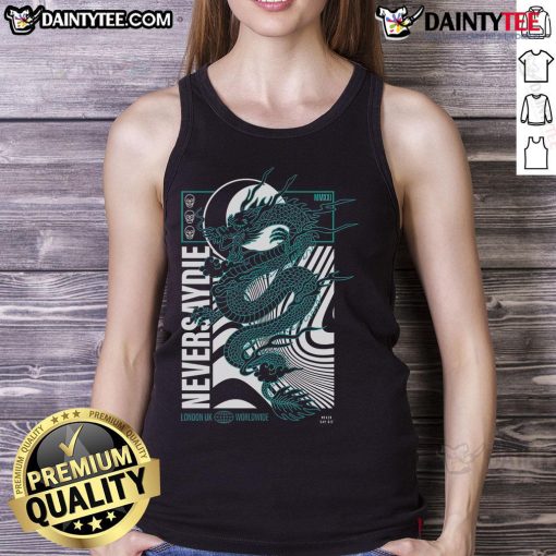 Awesome NSDR Draco Never Say Die Records tank top featuring a dragon design, perfect for fans in London, UK, and worldwide.