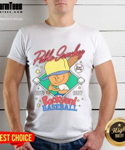 Alt Text: Awesome Pablo Sanchef Backyard Baseball Secret Weapon T-Shirt, established 1997, featuring a bold design and vibrant colors.