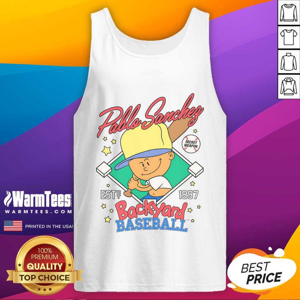 Awesome Pablo Sanchef Backyard Baseball Secret Weapon Est 1997 Tank Top Awesome Pablo Sanchez Backyard Baseball Secret Weapon Est 1997 tank top design featuring vibrant graphics and sporty style.