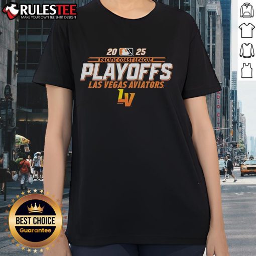 Alt Text: Awesome Pacific Coast League Playoffs 2025 tee featuring Las Vegas Aviators design for ladies' sportswear.