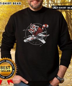 Alt Text: Awesome red panda in Star Wars-themed sweatshirt standing by a colorful backdrop, perfect for animal and sci-fi fans.