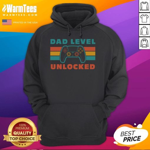 Awesome retro gamer controller hoodie with 'Dad Level Unlocked' design, perfect for gaming dads and stylish comfort.