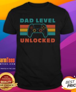 Awesome Retro Gamer Controller Dad Level Unlocked T-Shirt featuring a vintage game controller design for gaming dads.