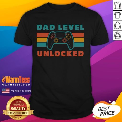 Awesome Retro Gamer Controller Dad Level Unlocked T-Shirt featuring a vintage game controller design for gaming dads.