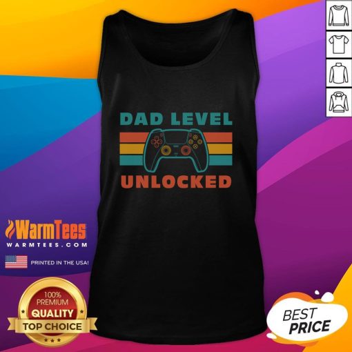 Awesome retro gamer controller tank top for dads, featuring 'Level Unlocked' design, perfect for gaming enthusiasts.