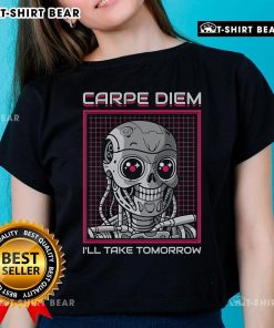 Alt Text: Awesome Rise Of The Cute Machine Carpe Diem Ladies Tee featuring a vibrant design and stylish fit for everyday wear.