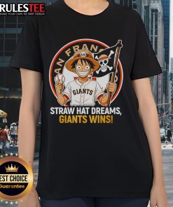 Awesome San Francisco Giants straw hat graphic on a stylish ladies tee celebrating Giants wins and team spirit.