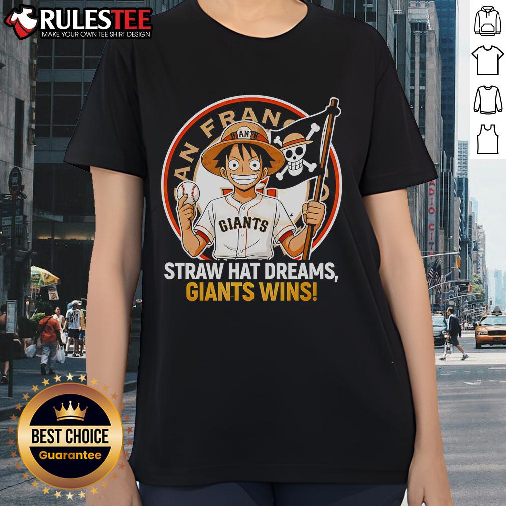 Awesome San Francisco Giants Straw Hat Dreams Giants Wins Ladies Tee Awesome San Francisco Giants straw hat graphic on a stylish ladies tee celebrating Giants wins and team spirit.