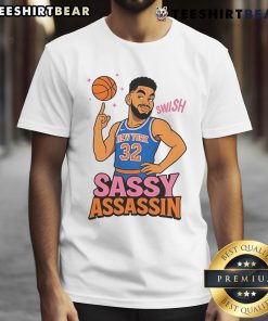 Awesome Sassy Assassin Karl-Anthony Towns T-Shirt featuring a bold graphic design and vibrant colors for fans.