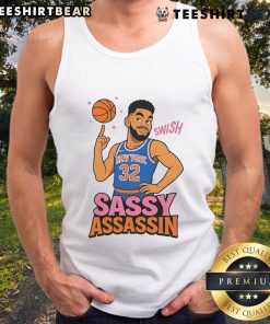 Awesome sassy assassin Karl Anthony Towns tank top featuring a bold graphic design and vibrant colors.