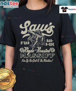 Awesome Saws BBQ Rhydo Roasted Massiff Ladies Tee featuring a stylish design for barbecue enthusiasts.