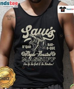 Awesome Saws BBQ Rhydo Roasted Massiff Tank Top featuring a stylish design perfect for summer grilling.