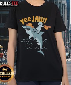 Awesome Shark Yee Jaw Ladies Tee featuring a stylish shark graphic on a comfortable women's t-shirt.