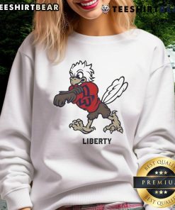 Awesome Sparky Liberty mascot sweatshirt featuring a vibrant design and cozy fit, perfect for team spirit and comfort.